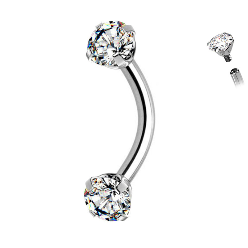 Piercing Banana Ombelico a due Cristalli, Capezzolo