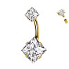 Piercing Banana Belly Button with two Squared Crystals, Navel