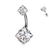 Piercing Banana Belly Button with two Squared Crystals, Navel