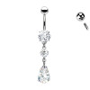 Piercing  Banana Belly Button with 3 Crystals, Navel