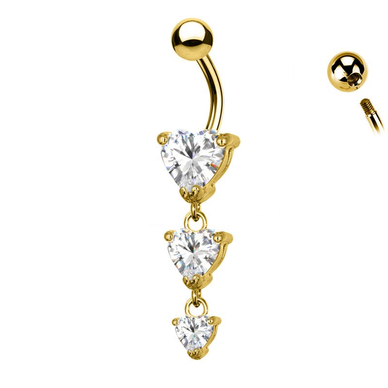 Piercing  Banana Belly Button Heart Shape Crystal, Navel