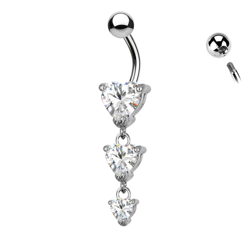 Piercing  Banana Belly Button Heart Shape Crystal, Navel