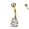 Piercing Banana Belly Button with Teardrop shape Crystal, Navel