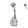 Piercing Banana Belly Button with Teardrop shape Crystal, Navel