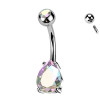 Piercing Banana Belly Button with Teardrop shape Crystal, Navel