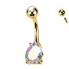 Piercing Banana Belly Button with Teardrop shape Crystal, Navel