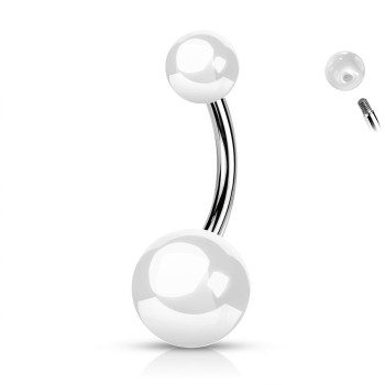 Piercing Banana Ombelico con Palline Bianche