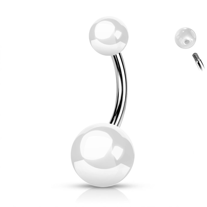 Piercing Banana Ombelico con Palline Bianche, Ombelico