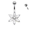 Navel Piercing with Coloured Crystal made in Steel, Navel