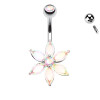 Navel Piercing with Coloured Crystal made in Steel, Navel