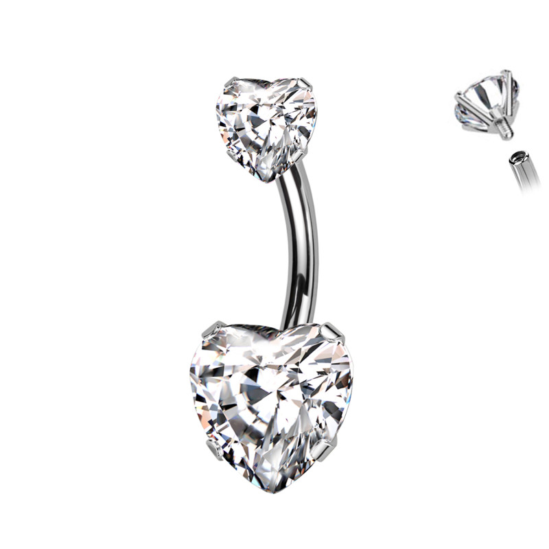 Piercing Ombelico Banana Cristallo Cuore, Ombelico