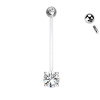 Navel Banana Piercing in Transparent Teflon/Acrylic and Steel, Navel