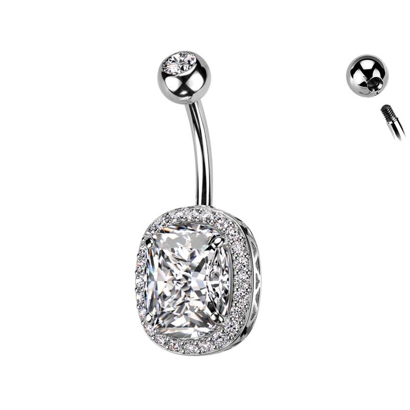 Belly button piercing Banana with Crystals, Navel