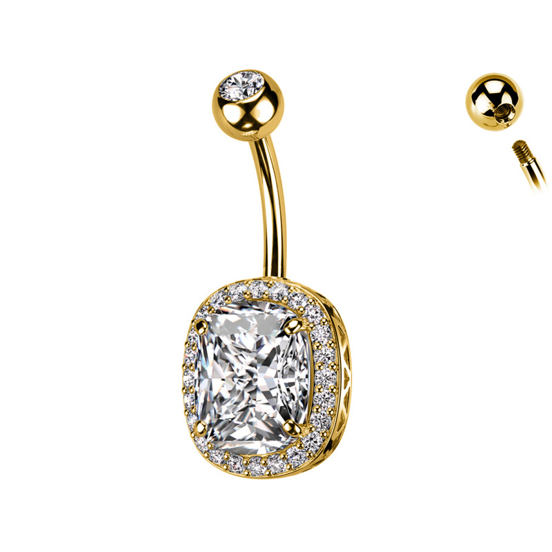 Belly button piercing Banana with Crystals, Navel