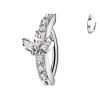 Banana Navel Piercing with Flower-Shaped Crystal