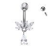 Piercing Ombelico Fiore con Cristalli e Pendente