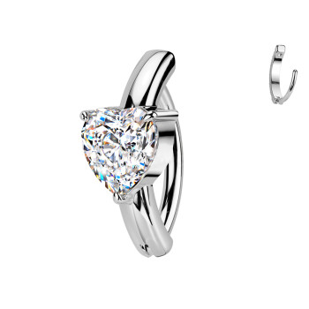 Piercing Clicker per Ombelico con Cristallo a Forma di Cuore