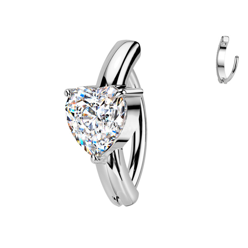 Piercing Clicker per Ombelico con Cristallo a Forma di Cuore
