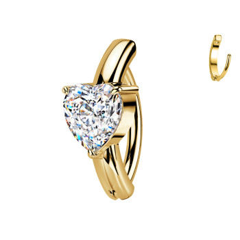 Piercing Clicker per Ombelico con Cristallo a Forma di Cuore