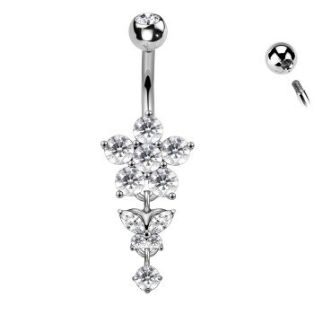 Piercing Ombelico Farfalla con Cristalli e Ciondolo