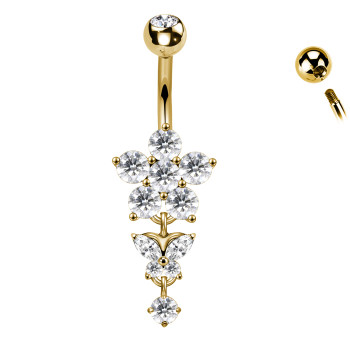 Piercing Ombelico Farfalla con Cristalli e Ciondolo