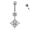 Banana Belly Button Piercing with Crystals and Pendant
