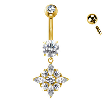 Banana Belly Button Piercing with Crystals and Pendant