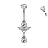 Banana Belly Button Piercing with Crystals and Pendant
