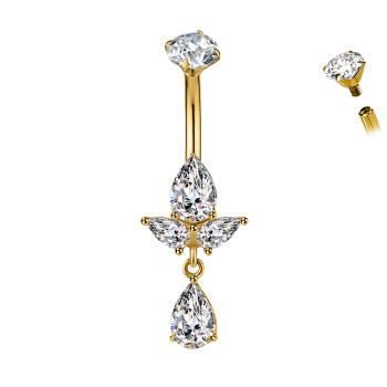 Banana Belly Button Piercing with Crystals and Pendant