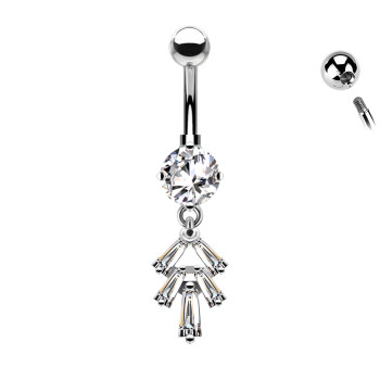 Piercing Banana Ombelico Ciondolo Forma di Ventaglio Cristalli