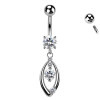 Piercing Banana Ombelico Ciondolo Forma Goccia Aperta Cristalli