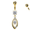 Piercing Banana Ombelico Ciondolo Forma Goccia Aperta Cristalli