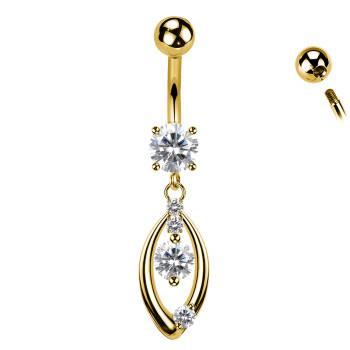Piercing Banana Ombelico Ciondolo Forma Goccia Aperta Cristalli
