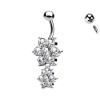 Banana Belly Button Piercing with Flower Crystals and Pendant