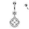 Banana Belly Button Piercing with Crystal Flower and Pendant