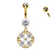 Banana Belly Button Piercing with Crystal Flower and Pendant