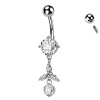 Banana Belly Button Piercing with Crystals and Pendant