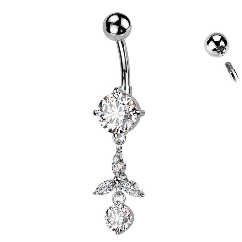 Banana Belly Button Piercing with Crystals and Pendant