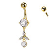 Banana Belly Button Piercing with Crystals and Pendant