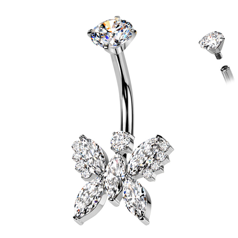 Piercing Ombelico con Farfalla di Cristalli