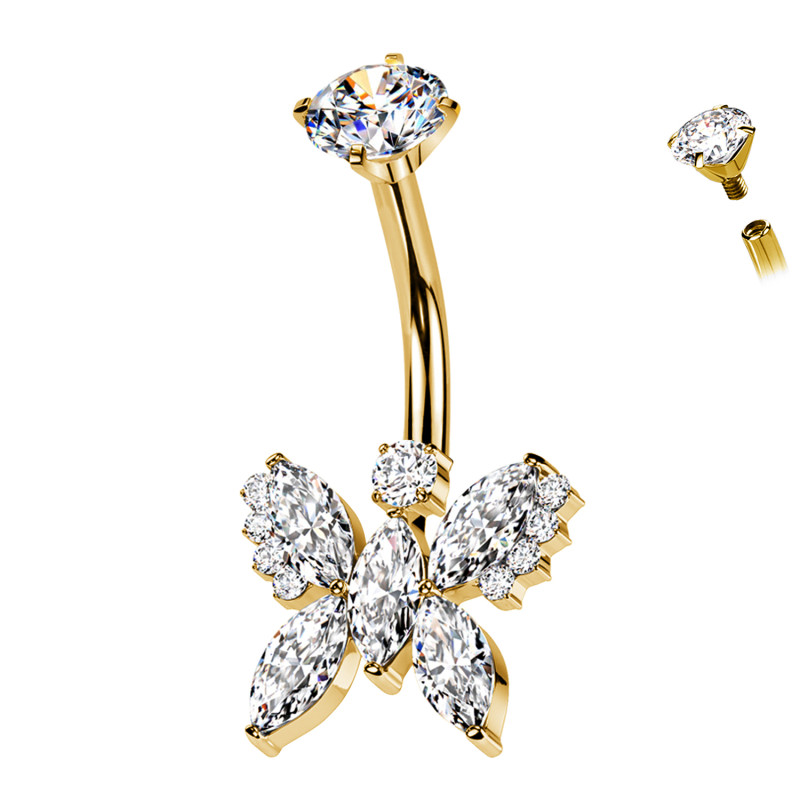 Piercing Ombelico con Farfalla di Cristalli
