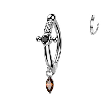 Piercing con Spada e Cristallo Pendente