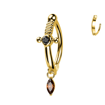 Piercing con Spada e Cristallo Pendente
