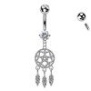 Piercing Ombelico Acchiappasogni Piume Pendenti Cristalli