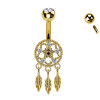 Piercing Ombelico Acchiappasogni Croce Piume Pendenti Cristalli