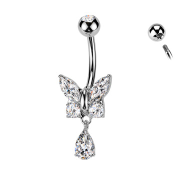 Piercing Ombelico Farfalla con Cristalli