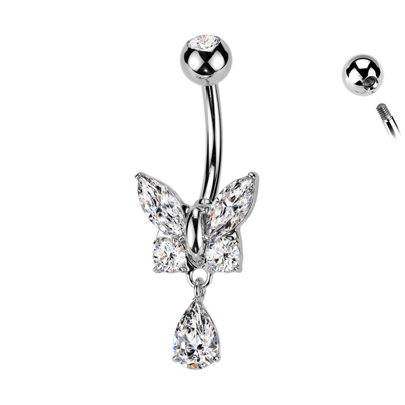 Piercing Ombelico Farfalla con Cristalli