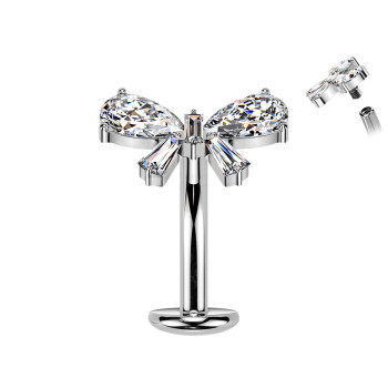 Belly Button Piercing with Crystal Bow
