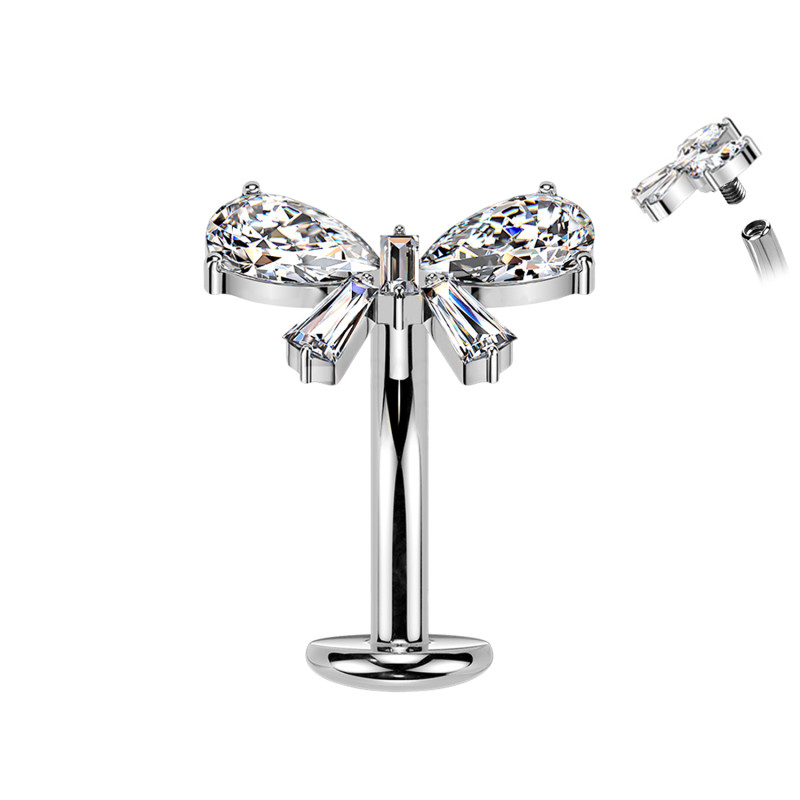 Belly Button Piercing with Crystal Bow