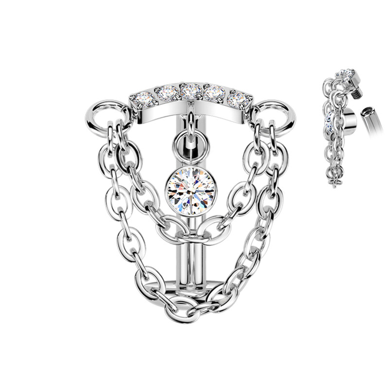 Piercing Ombelico con Cristalli e Catenine